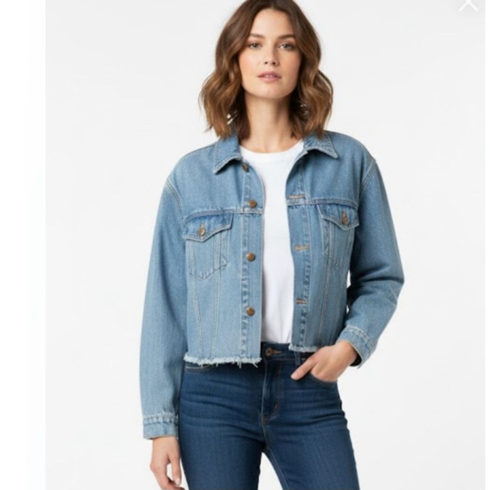 Victoria's Secret Pink Blue Denim Cropped Jacket Extra Small